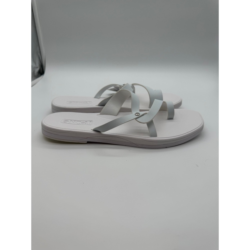 ONCAI Women White‎ Toe Loop Multi Strap Flip Flop Sandals Size 11 NEW
